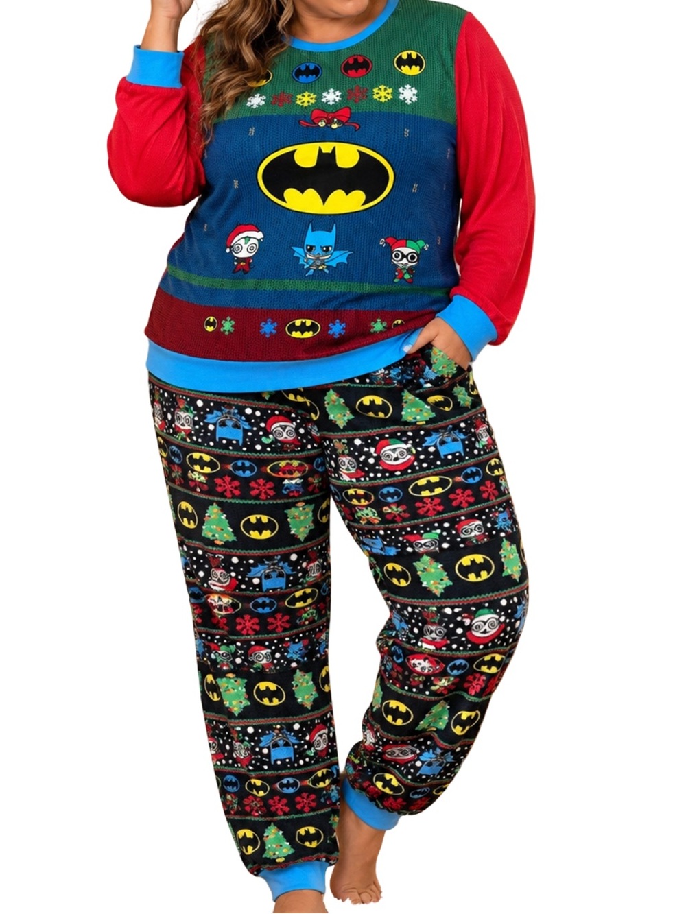 DC Comics Batman Christmas Pajama Set Women’s XL 16-18 Holiday 2 Piece